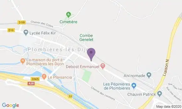 Localisation Plombieres les Dijon Bp - 21370