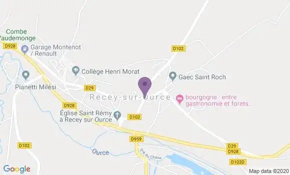 Localisation Recey sur Ource - 21290