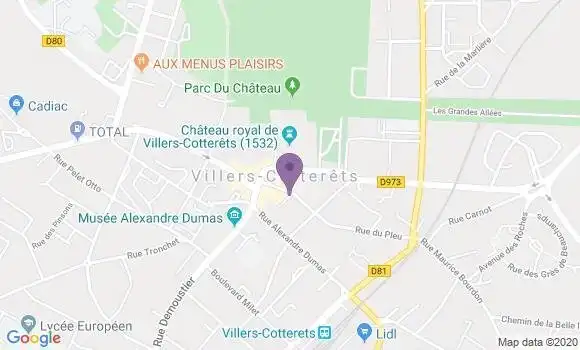 Localisation Villers Cotterets - 02600