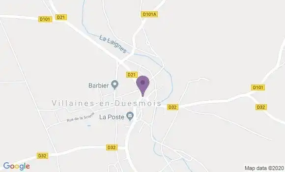 Localisation Villaines En Duesmois Bp - 21450