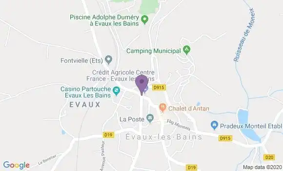 Localisation Evaux les Bains - 23110