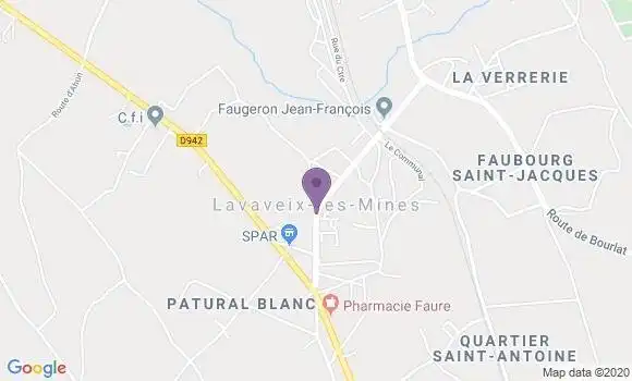Localisation Lavaveix les Mines Bp - 23150
