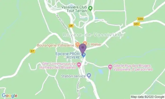 Localisation Royere de Vassiviere - 23460
