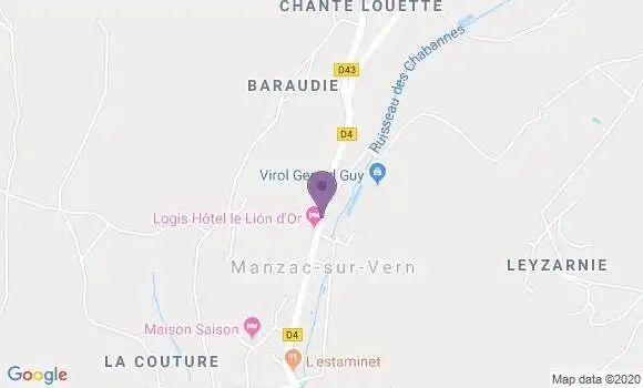 Localisation Manzac sur Vern Ap - 24110