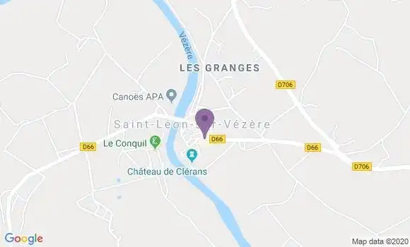 Localisation Saint Leon sur Vezere Bp - 24290