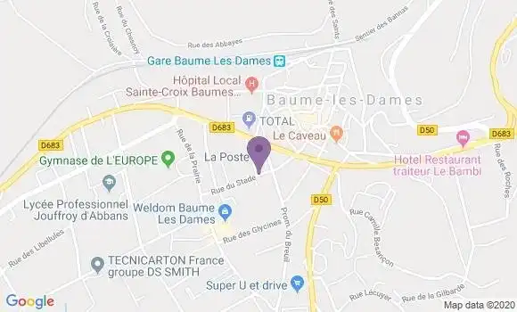 Localisation Baume les Dames - 25110