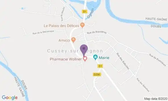Localisation Cussey sur l