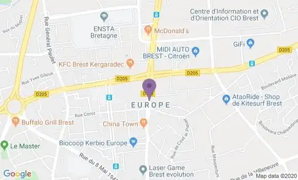Localisation Brest Centre Commercial Geant Bp - 29200