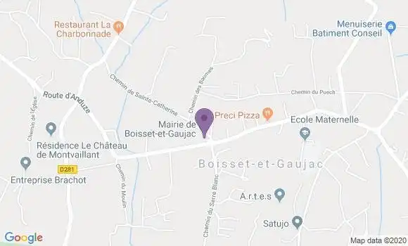 Localisation Boisset et Gaujac Bp - 30140