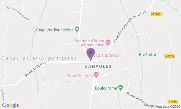 Localisation Canaules et Argentieres Ap - 30350