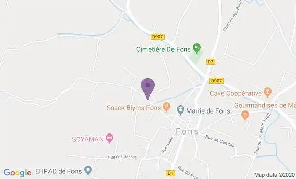 Localisation Fons Outre Gardon Bp - 30730