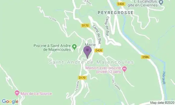 Localisation Saint Andre de Majencoules Ap - 30570