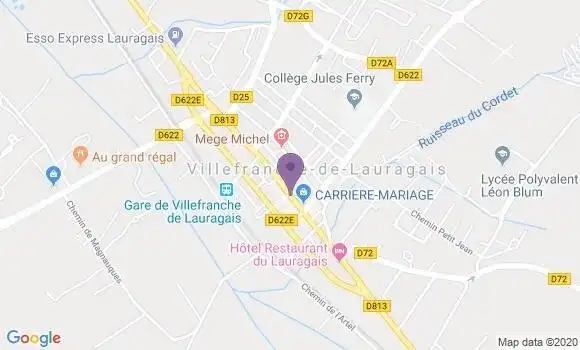 Localisation Villefranche de Lauragais - 31290