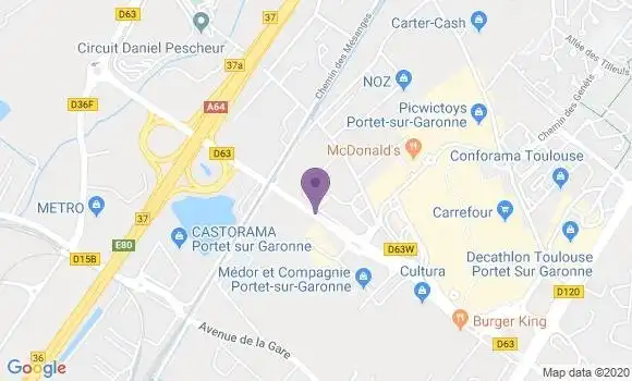 Localisation Portet sur Garonne Centre Commercial Bp - 31120