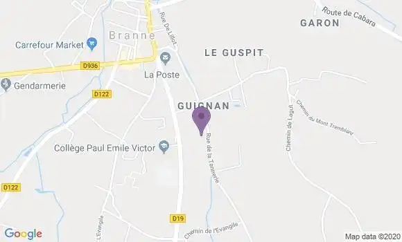 Localisation Branne - 33420