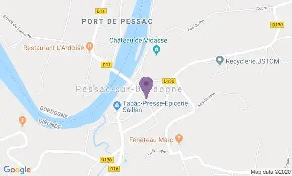 Localisation Pessac sur Dordogne Ap - 33890