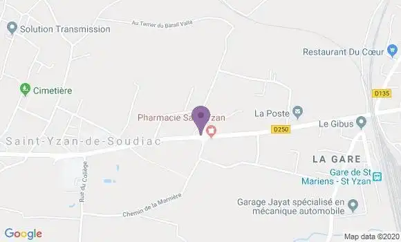 Localisation Saint Yzan de Soudiac Bp - 33920