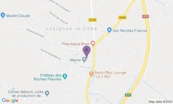 Localisation Lezignan la Cebe Bp - 34120