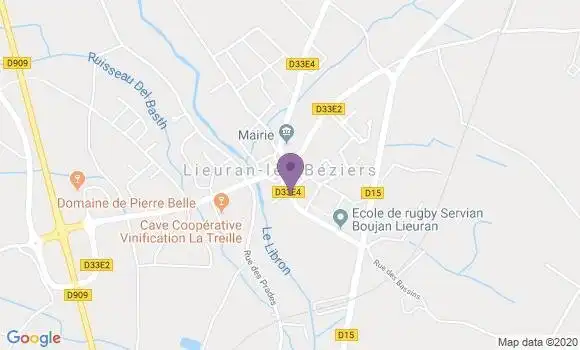 Localisation Lieuran les Beziers Bp - 34290