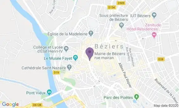 Localisation Beziers Hotel de Ville - 34500