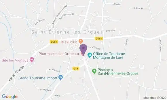 Localisation Saint Etienne les Orgues - 04230