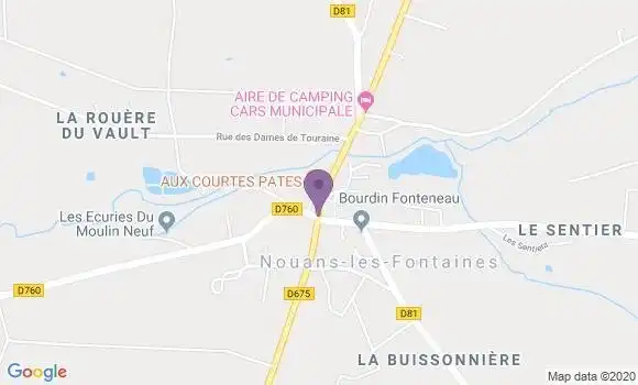 Localisation Nouans les Fontaines Bp - 37460