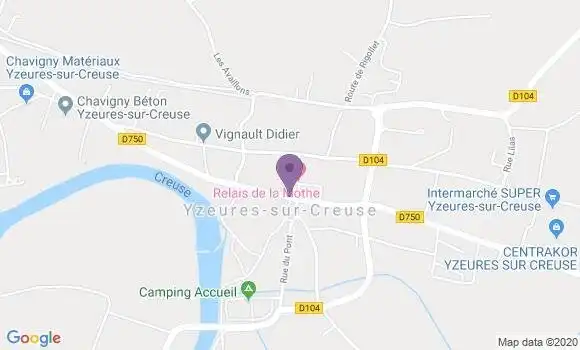 Localisation Yzeures sur Creuse Bp - 37290