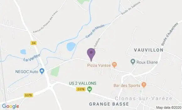 Localisation Clonas sur Vareze Ap - 38550