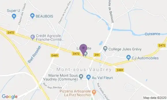 Localisation Mont sous Vaudrey - 39380