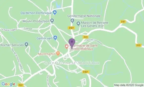 Localisation Saint Genest Malifaux - 42660