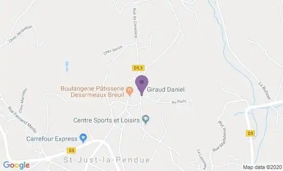 Localisation Saint Just la Pendue - 42540
