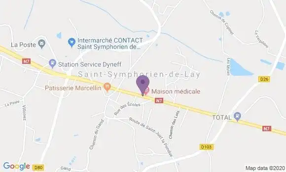 Localisation Saint Symphorien de Lay - 42470
