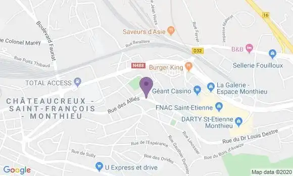 Localisation Saint Etienne Monthieu Bp - 42100