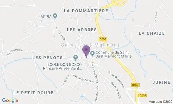 Localisation Saint Just Malmont Bp - 43240
