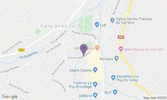 Localisation Vals Pres le Puy Ap - 43750