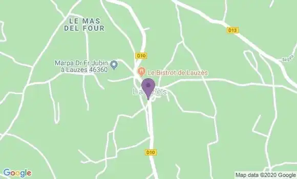 Localisation Lauzes Bp - 46360