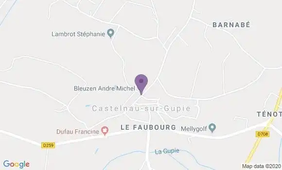 Localisation Castelnau sur Gupie Ap - 47180