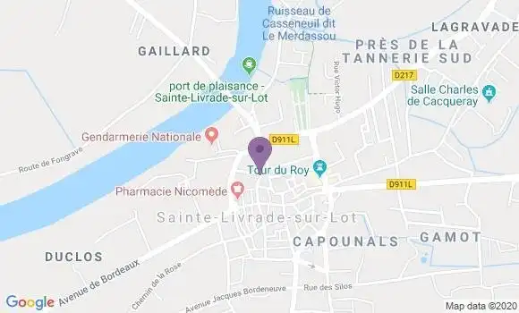Localisation Sainte Livrade sur Lot - 47110