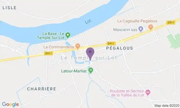 Localisation Le Temple sur Lot Ap - 47110
