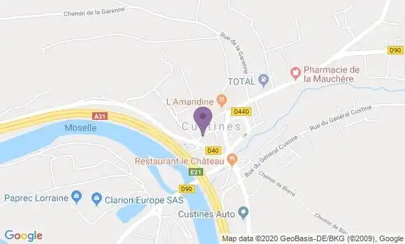 Localisation Custines Bp - 54670