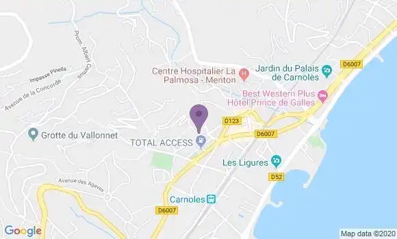 Localisation Roquebrune Cap Martin Carnoles - 06190