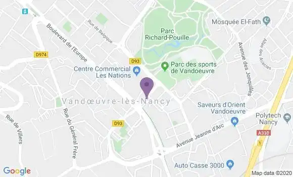 Localisation Vandoeuvre Nations - 54500