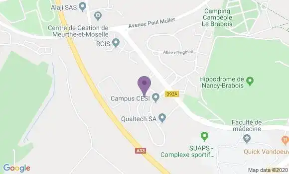 Localisation Vandoeuvre les Nancy Bp - 54500