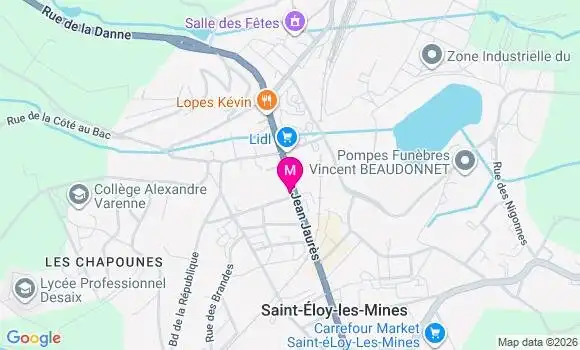 Localisation Saint Eloy les Mines - 63700