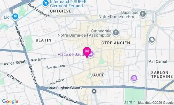 Localisation Clermont Ferrand Jaude - 63000