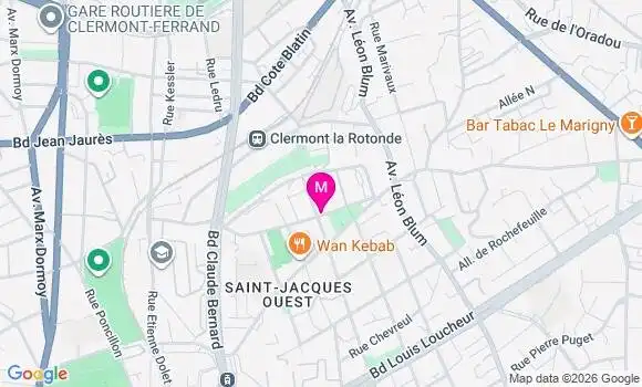 Localisation Clermont Ferrand Saint Jacques - 63000