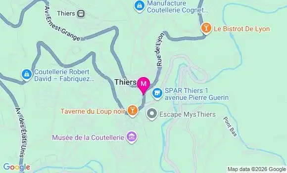 Localisation Thiers Centre Urbain - 63300