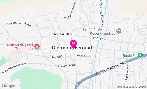 Localisation Clermont Ferrand la Glaciere - 63100