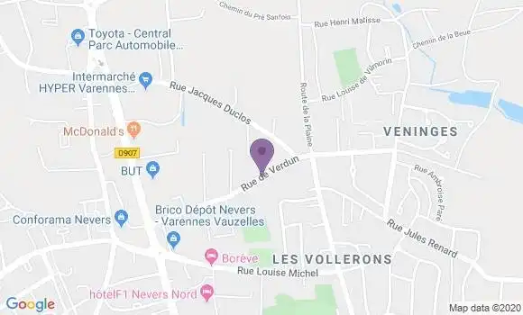 Localisation Varennes Vauzelles Veninges Bp - 58641