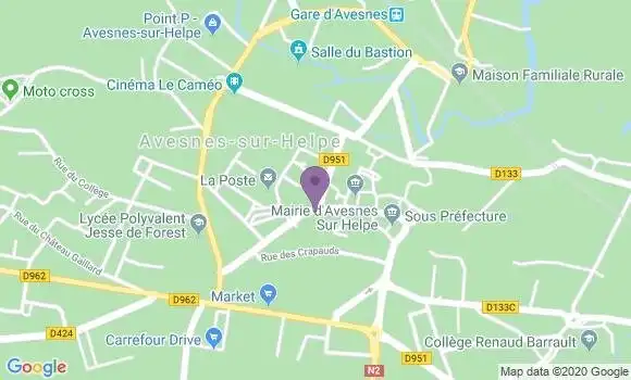Localisation Avesnes sur Helpe - 59440